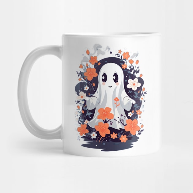 cute ghost and flowers by Majkel&Majkel